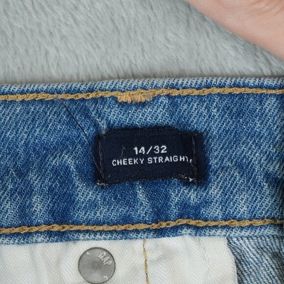 Gap Jeans Womens 32x26 Blue Cropped Ankle Cheeky Straight Button Fly High Rise - Picture 11 of 14